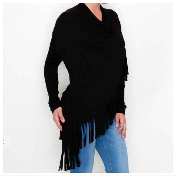 Fabulous Draped Fringe Cardigan with side Button - Picture 6 of 14